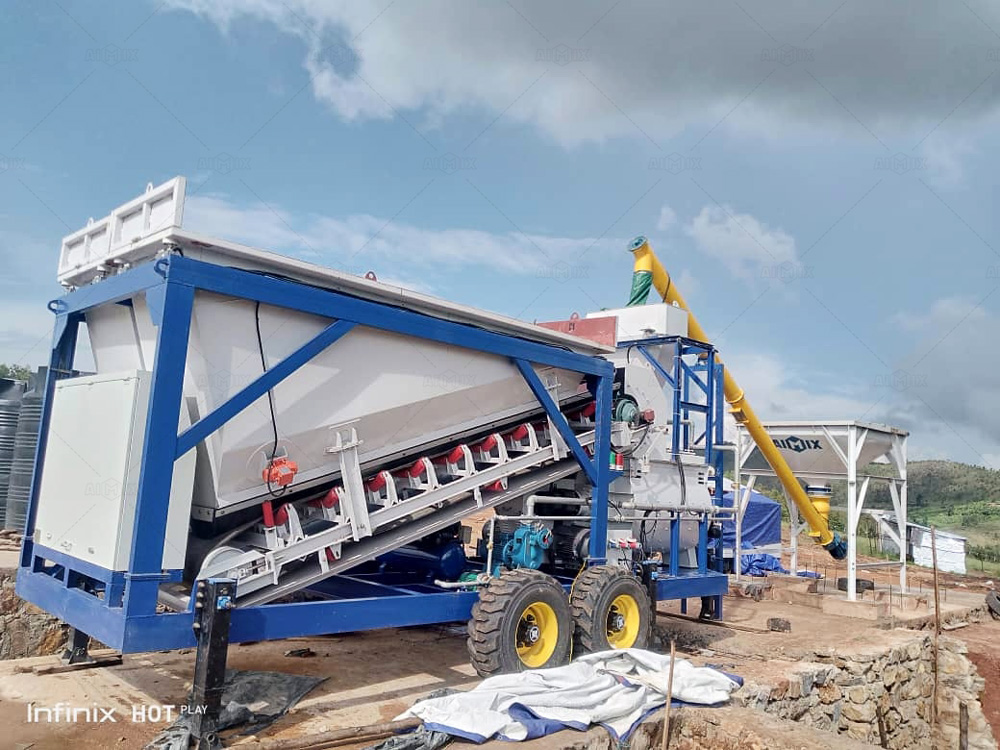 AJSY35 mini mobile concrete plant for Rural Road Project